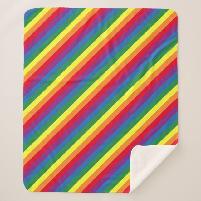 Diagonal Rainbow Pattern Sherpa Blanket (Front)