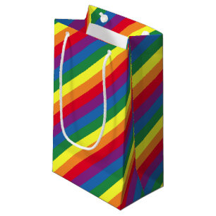 Diagonal Rainbow Pattern Small Gift Bag
