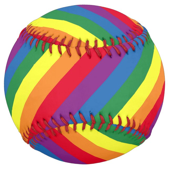Diagonal Rainbow Pattern Softball (Front)