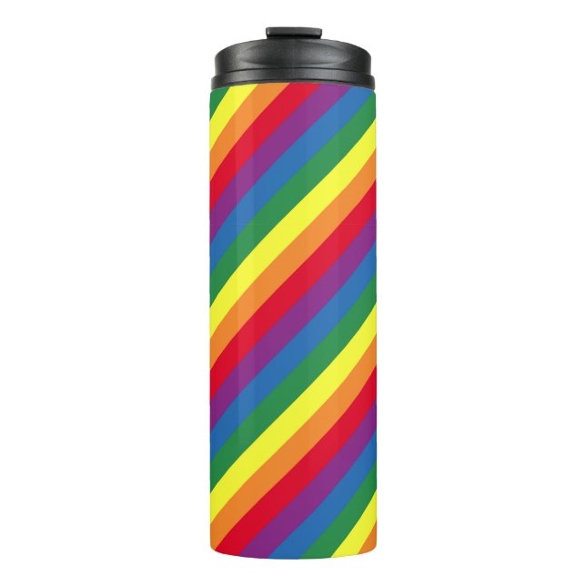 Diagonal Rainbow Pattern Thermal Tumbler (Front)