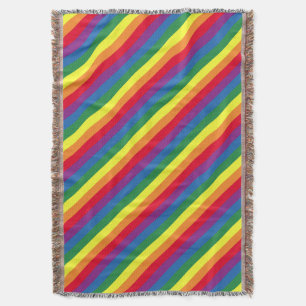 Diagonal Rainbow Pattern Throw Blanket