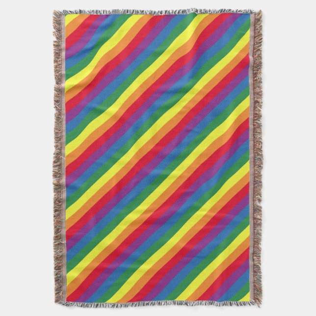 Diagonal Rainbow Pattern Throw Blanket (Front Vertical)