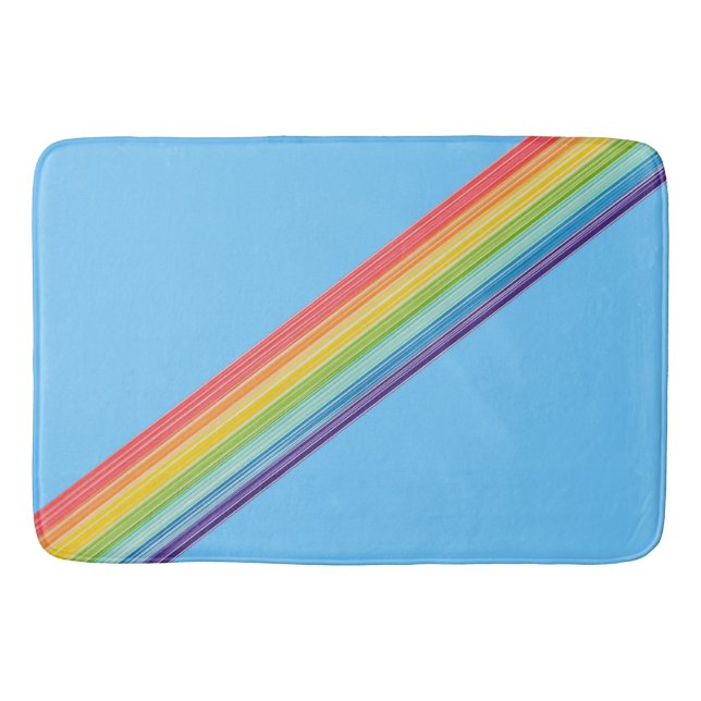 Diagonal rainbow stripes bath mat (Front)