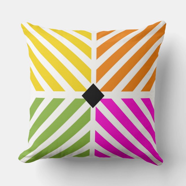 Diagonal Rainbow Stripes Cushion (Front)