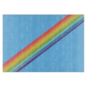 Diagonal rainbow stripes cutting board