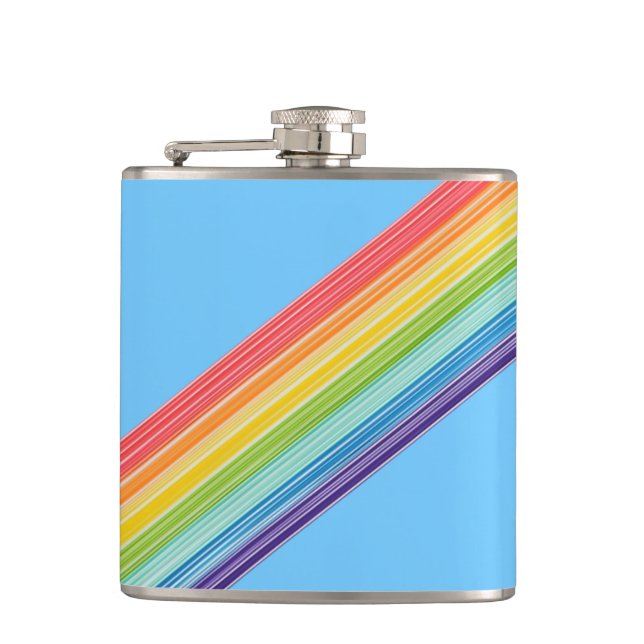 Diagonal rainbow stripes hip flask (Front)