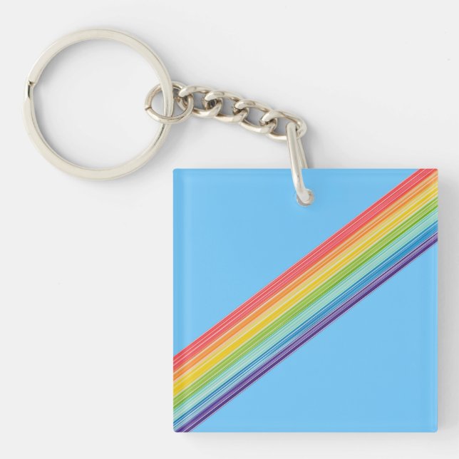 Diagonal rainbow stripes key ring (Front)