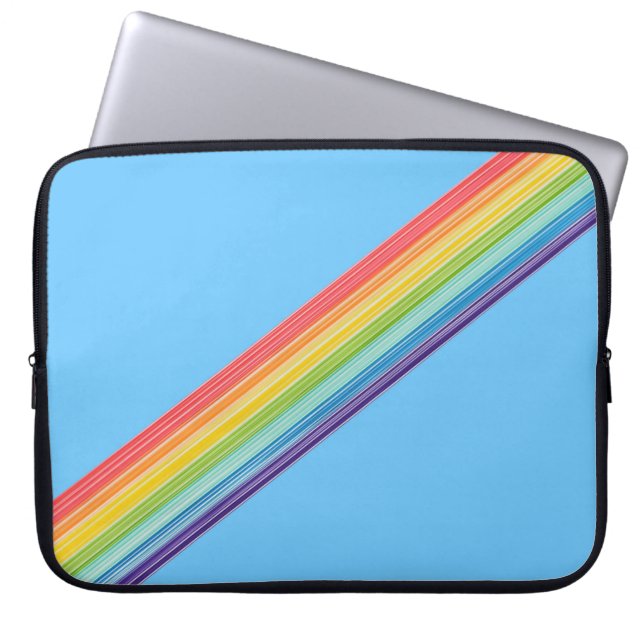 Diagonal rainbow stripes laptop sleeve (Front)