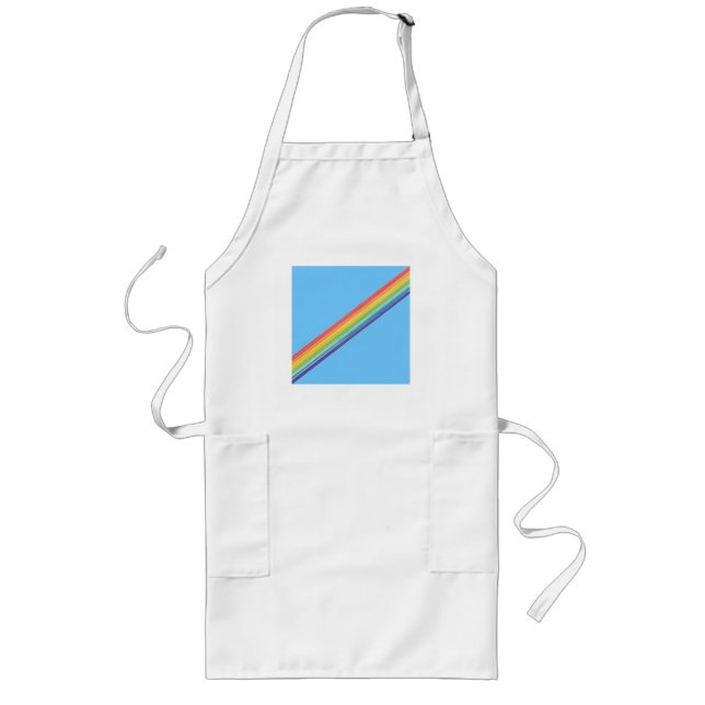 Diagonal rainbow stripes long apron (Front)