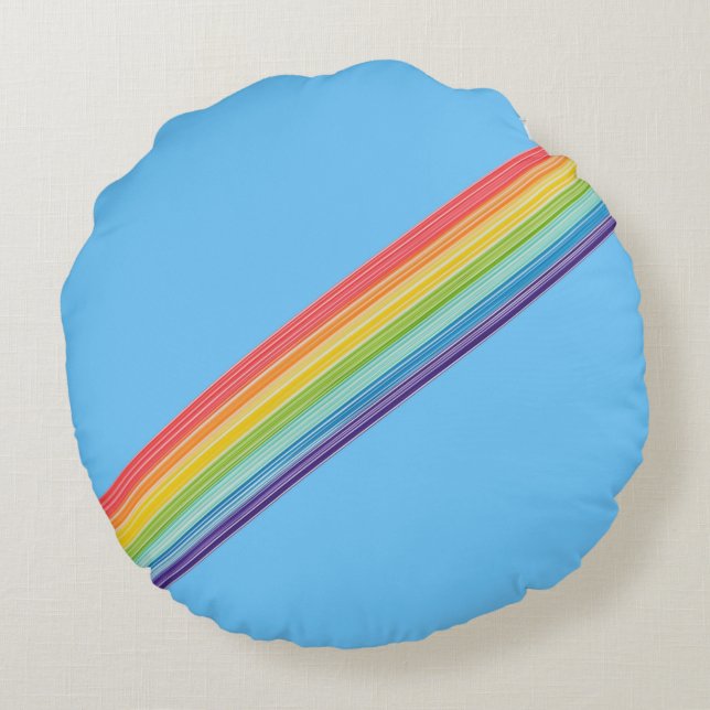 Diagonal rainbow stripes round cushion (Back)