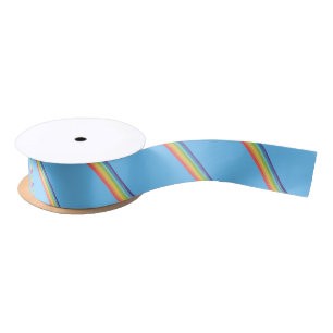 Diagonal rainbow stripes satin ribbon