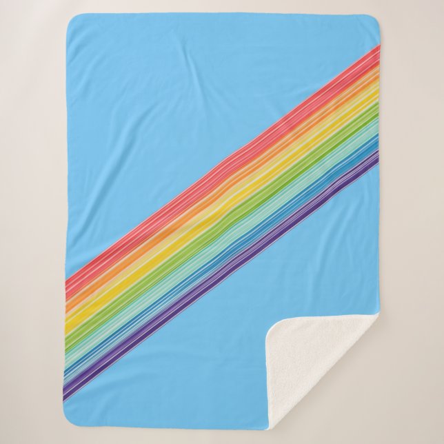 Diagonal rainbow stripes sherpa blanket (Front)