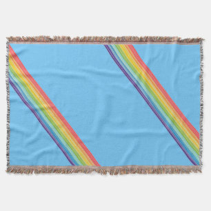 Diagonal rainbow stripes throw blanket