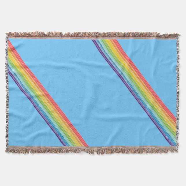 Diagonal rainbow stripes throw blanket (Front)