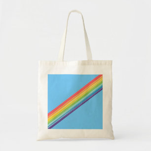 Diagonal rainbow stripes tote bag