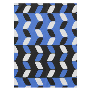 Diagonal Rectangles Black Blue Tablecloth