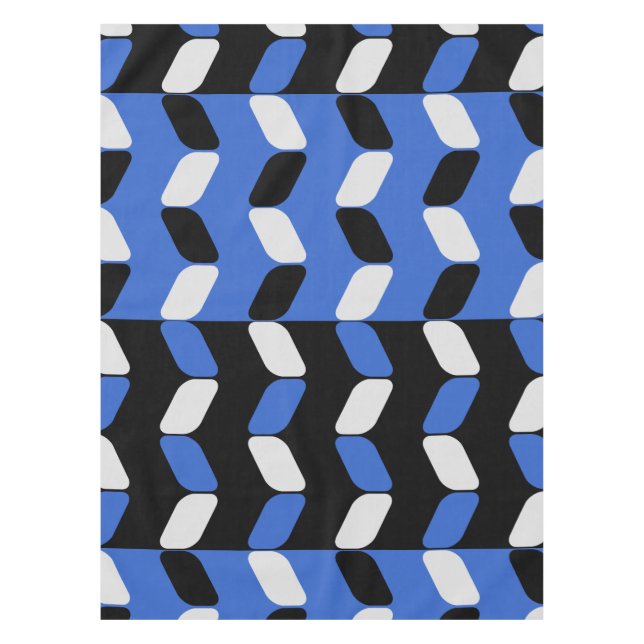 Diagonal Rectangles Black Blue Tablecloth (Front)