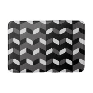 Diagonal Rectangles Black Dark Grey Bath Mat