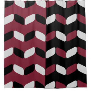 Diagonal Rectangles Black Maroon Shower Curtain