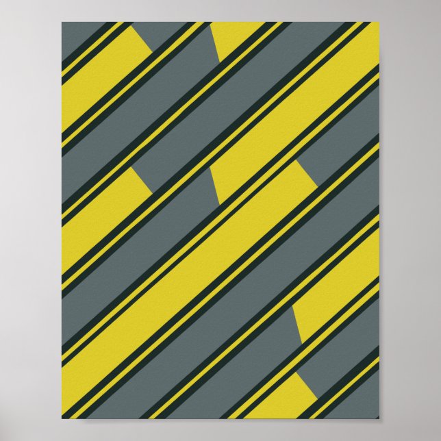 Diagonal Rectangles in Yellow and Dark Grey Poster (Front)