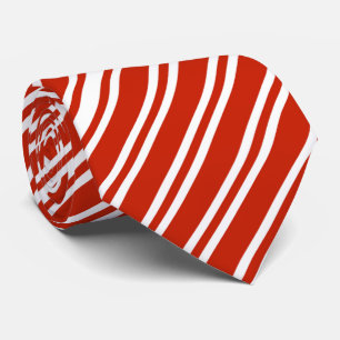 Diagonal Red And White Striped Tie