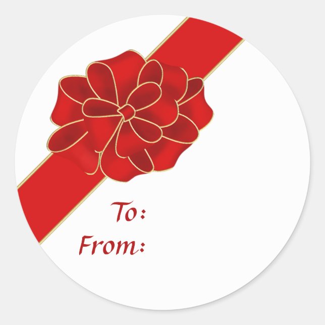 Diagonal Red Bow Sticker (Front)