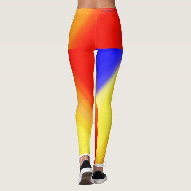 Diagonal Red Yellow Blue Waves Leggings  (Back)