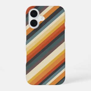 Diagonal Retro Stripes iPhone 16 Case