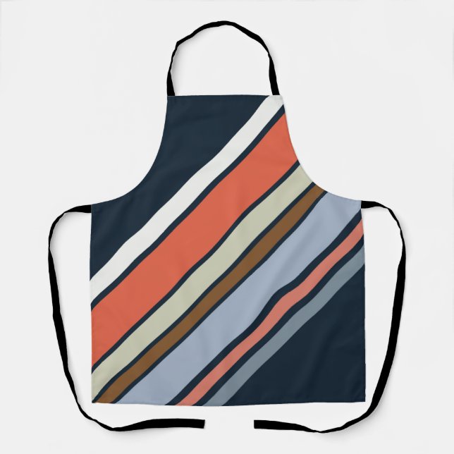 Diagonal retro style stripes design apron (Front)