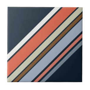 Diagonal retro style stripes design ceramic tile
