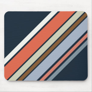 Diagonal retro style stripes design mouse pad