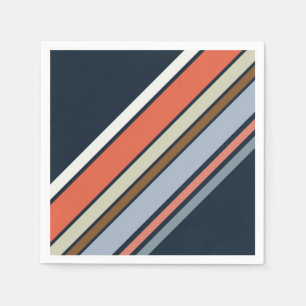 Diagonal retro style stripes design napkin