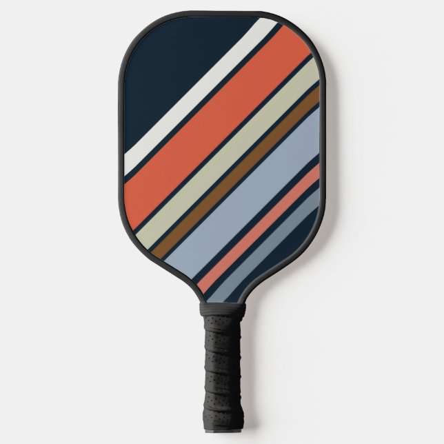 Diagonal retro style stripes design pickleball paddle (Front)
