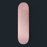 Diagonal Rose Gold Blush Pink Ombre Gradient Skateboard<br><div class="desc">This elegant and girly design is perfect for the classy and stylish woman. It features a faux printed sparkly rose gold glitter diagonal gradient ombre on top of a blush pink background. It's a unique take on the glitter gradient trend that's currently very popular. It's a pretty, glamourous, modern, and...</div>