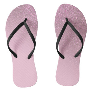 Diagonal Rose Pink Glitter Gradient Ombre Thongs
