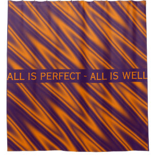 Diagonal Sinus Waves pattern - orange violet Shower Curtain