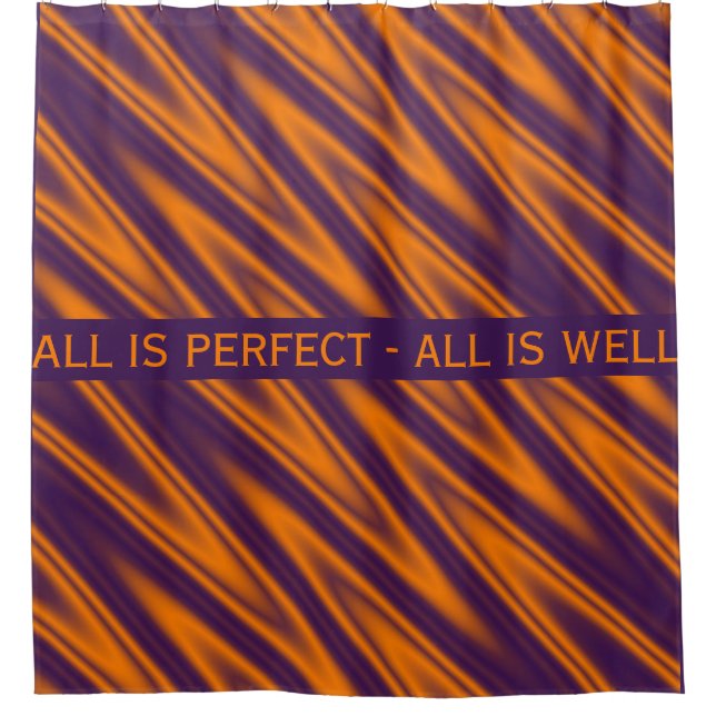 Diagonal Sinus Waves pattern - orange violet Shower Curtain (Front)