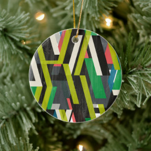 Diagonal Slipstream Pattern Ceramic Ornament