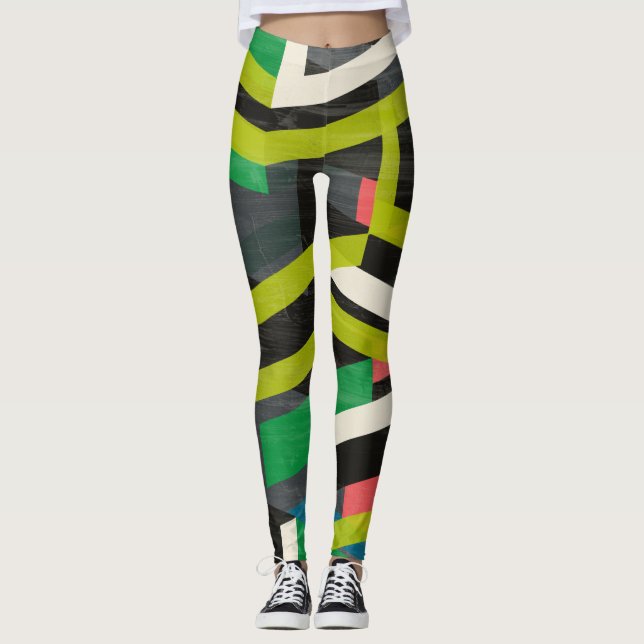 Diagonal Slipstream Pattern Leggings (Front)