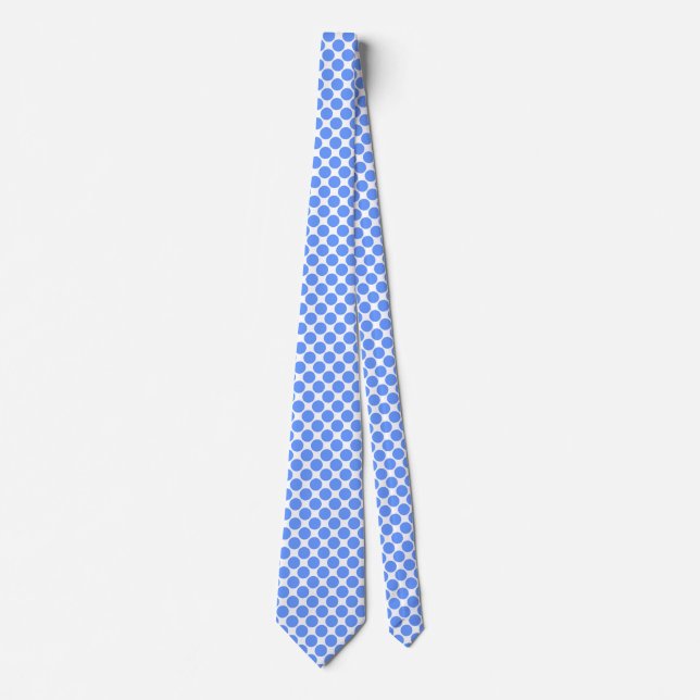 Diagonal Spots - Baby Blue on White Neck Tie (Front)