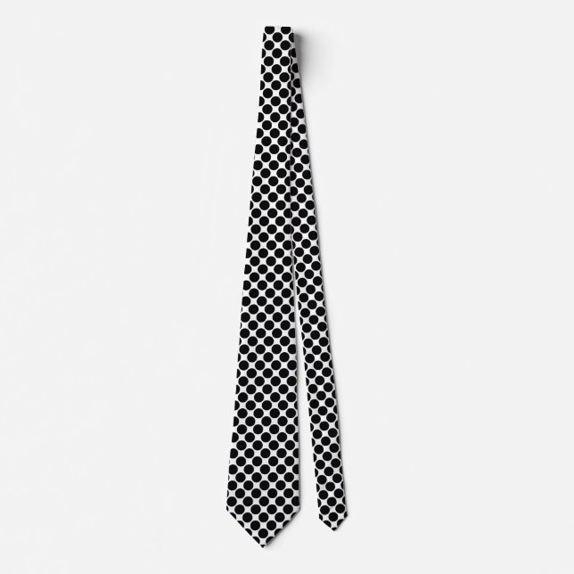Diagonal Spots - Black on White Neck Tie (Front)