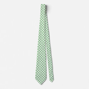 Diagonal Spots - Faded Green on White Neck Tie