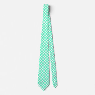 Diagonal Spots - Pale Turquoise on White Tie