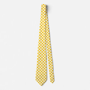 Diagonal Squares - Amber on White Neck Tie