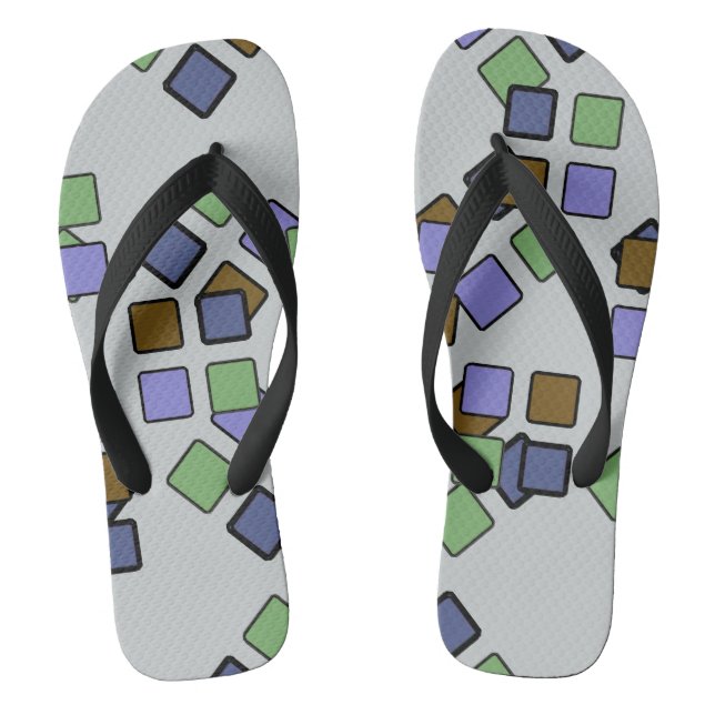 Diagonal Squares Blue on any Colour Thongs (Footbed)