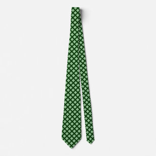 Diagonal Squares - Faded Green on Dark Green Tie