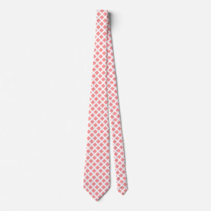 Diagonal Squares - Faded Pink on White Neck Tie