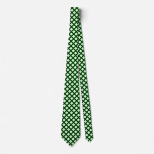 Diagonal Squares - Mint Green on Dark Green Neck T Tie