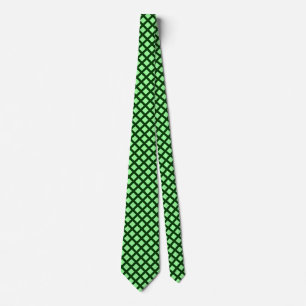 Diagonal Squares - Mint Green on Dark Green Tie