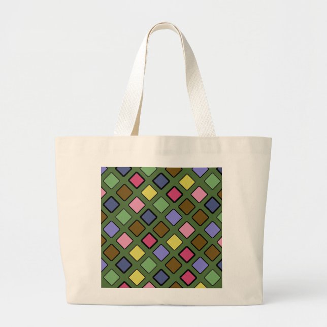 Diagonal Squares plus on any Colour Large Tote Bag (Front)